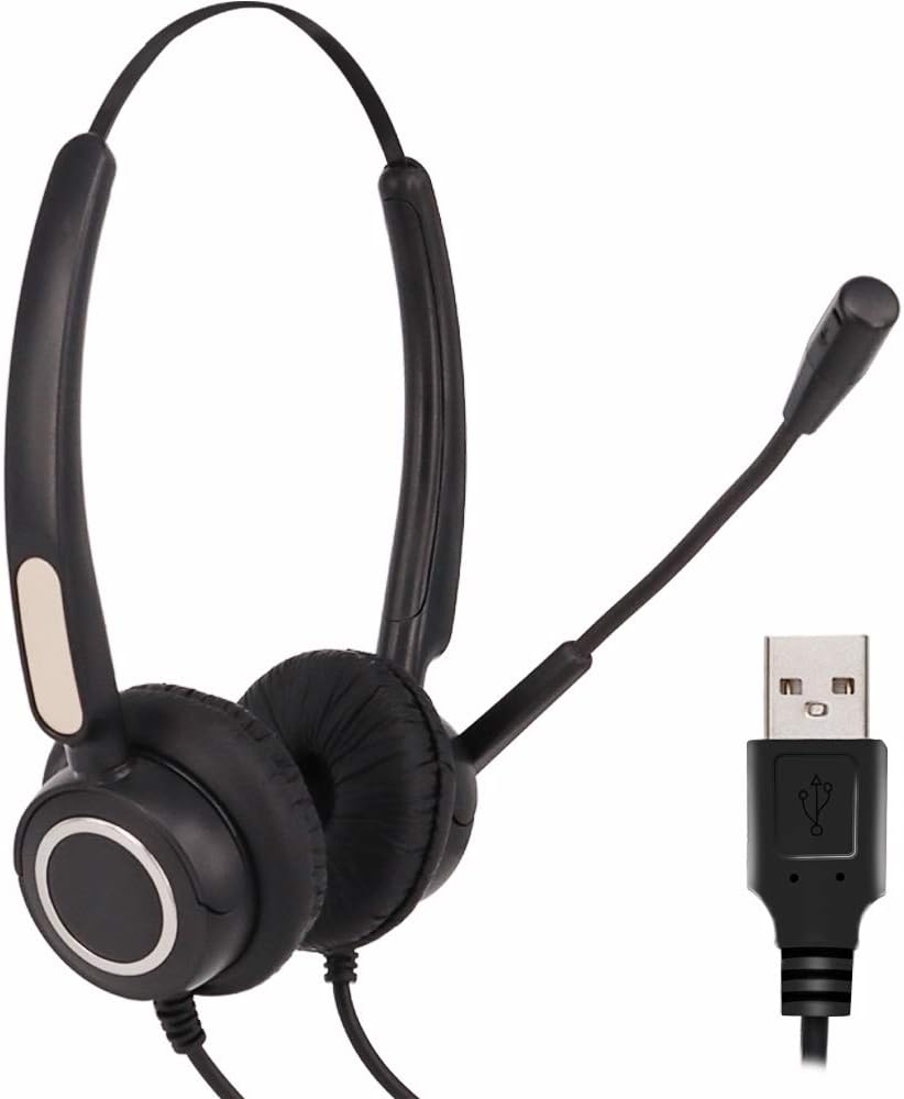 USB Computer Headset with Boom Microphone (Black) T13127
