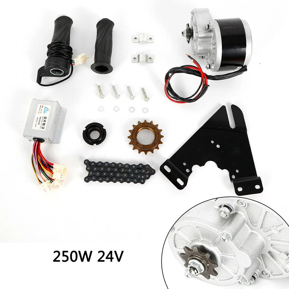 24V 250W Electric Bicycle Conversion Kit with Chain Motor Controller Freewheel I86567