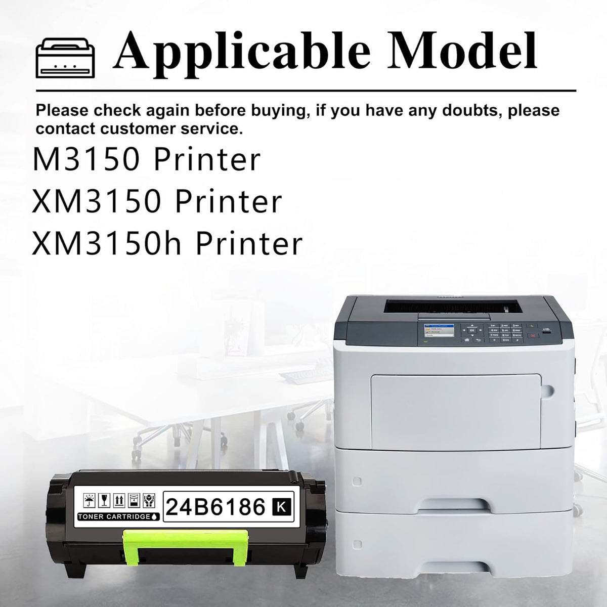 2-Pack Black Toner Cartridge for Lexmark M3150 XM3150 XM3150h Printer M3841