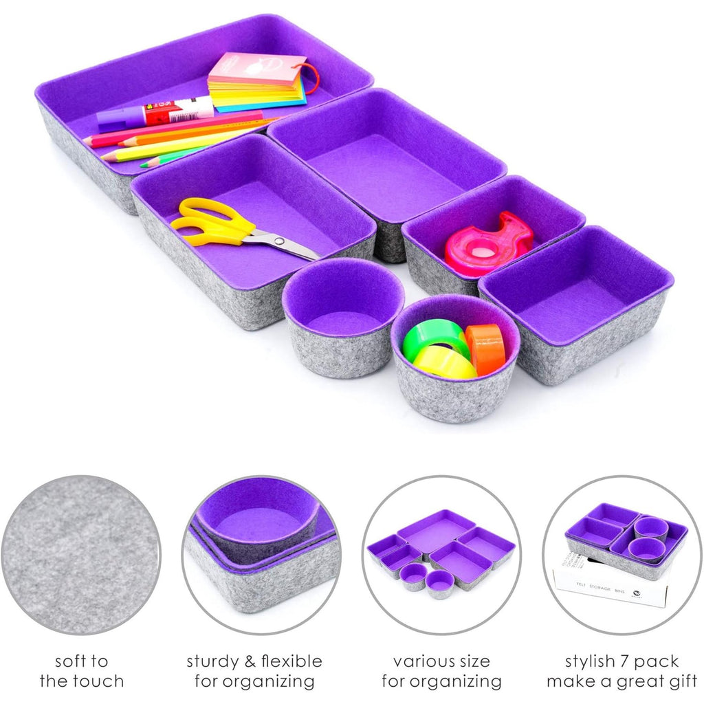 Maroon 7-Piece Felt Drawer Organizer Set K5874