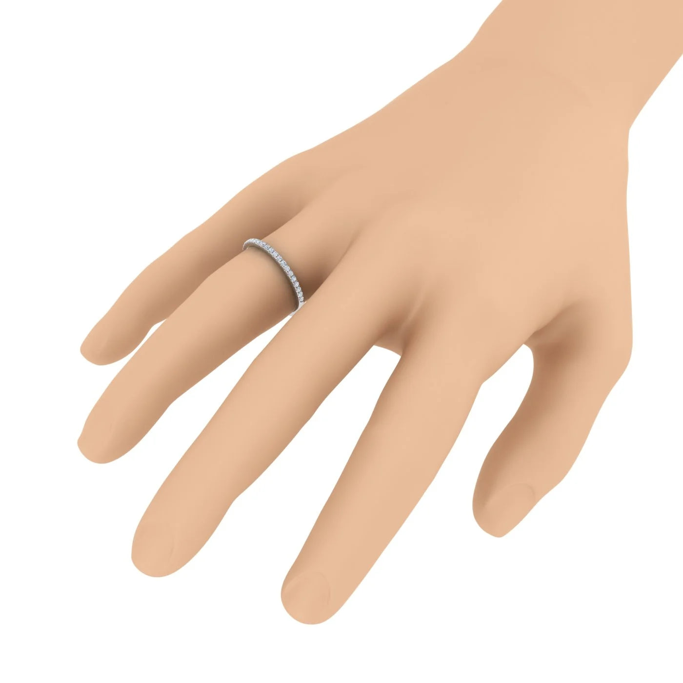 14K White Gold Half Eternity Diamond Wedding Band Ring P563