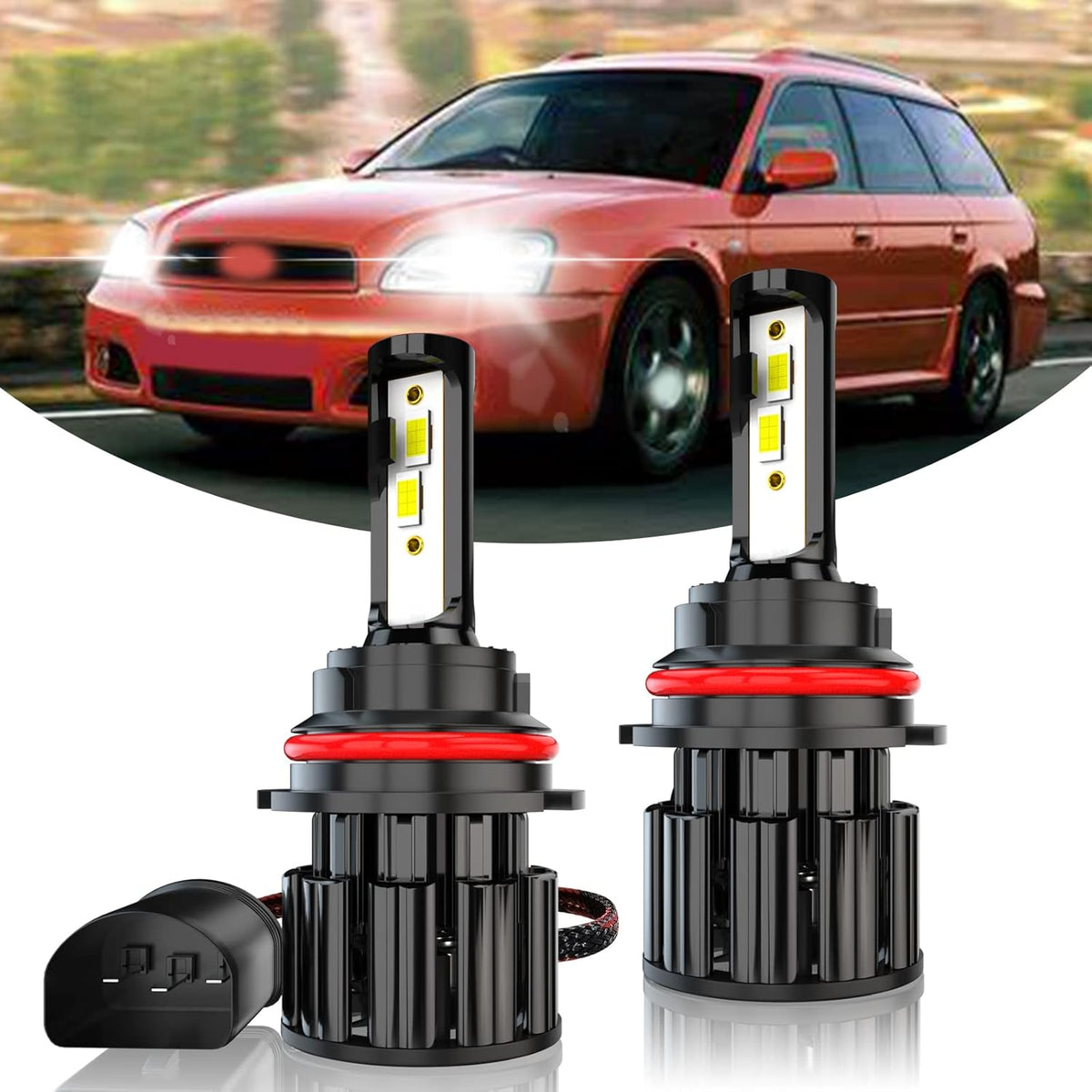 9007 LED Headlight Bulb Kit, 60W 10000LM 6000K Cool White, IP67, Pack of 2 M71347