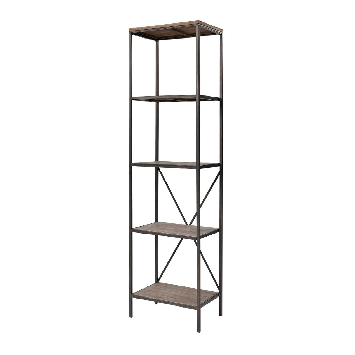 Bronze Silver 4 Layer Vertical Wooden Steel Bookshelf J4080