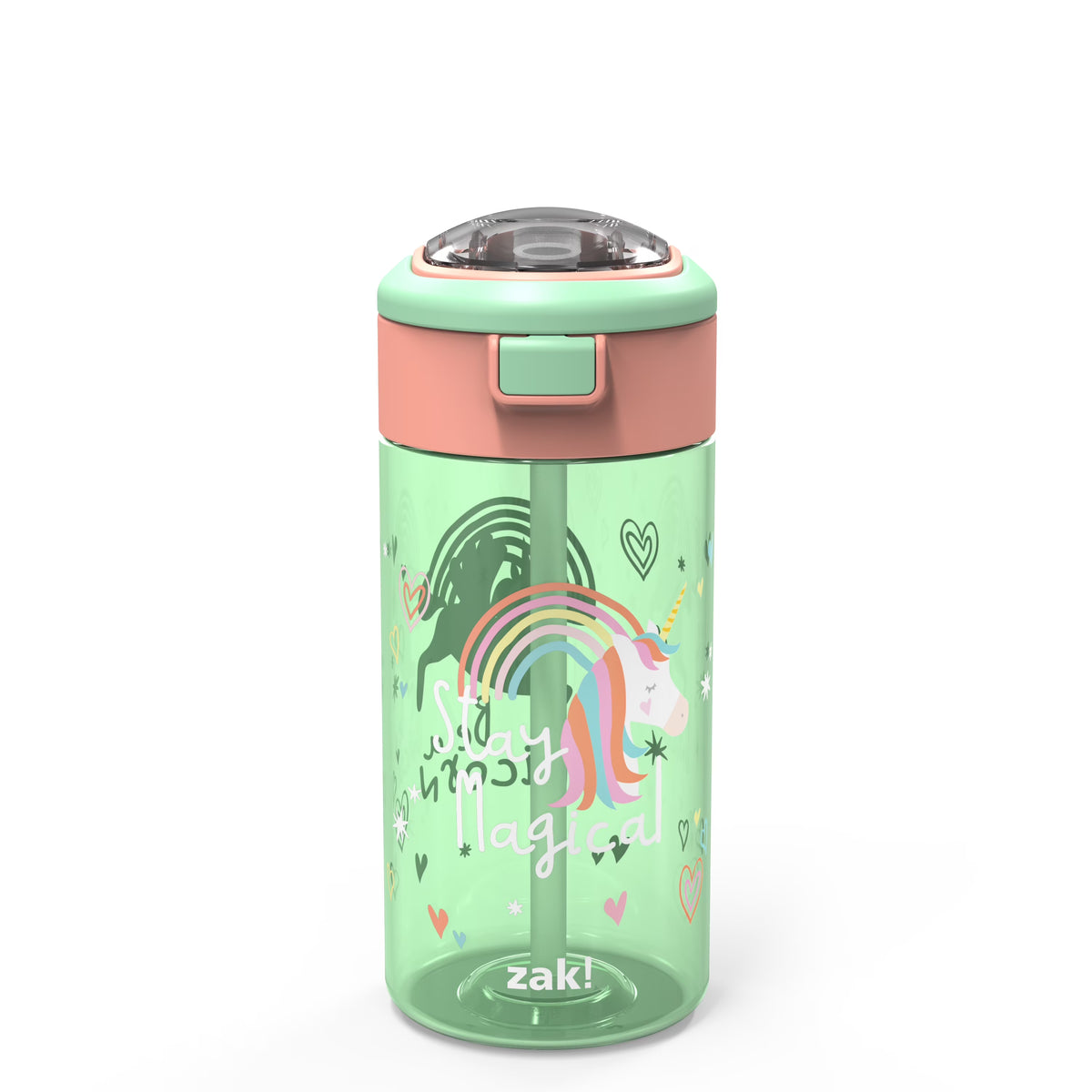 18 ounce Reusable Plastic Water Bottle with Push-button lid T63804