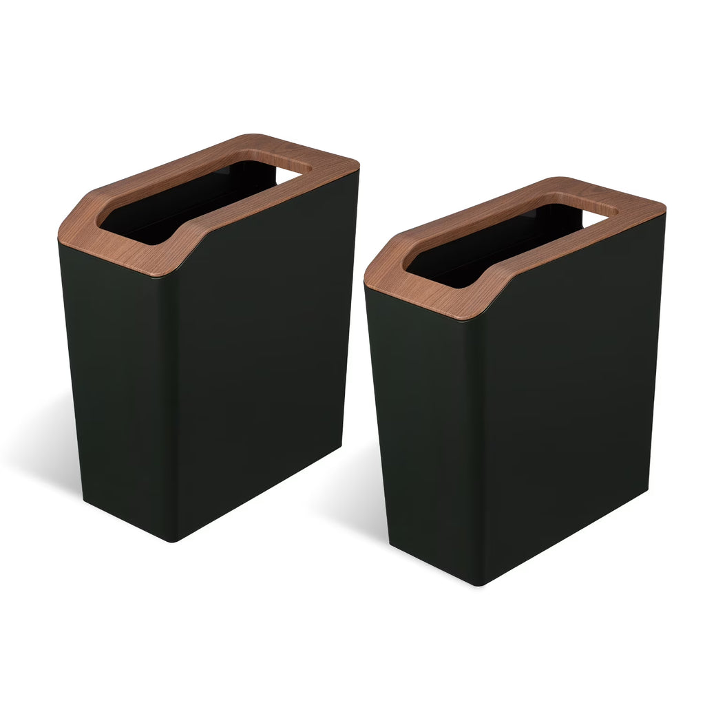 Green 2 Pack Slim Plastic Trash Can with Open Top I435