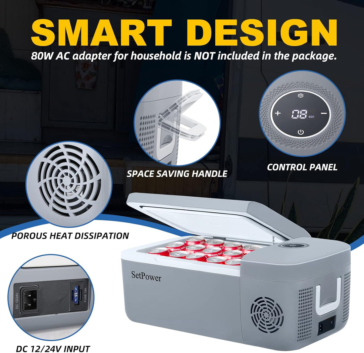 12V Portable Refrigerator and Freezer, 12L/13 Quarts W3069