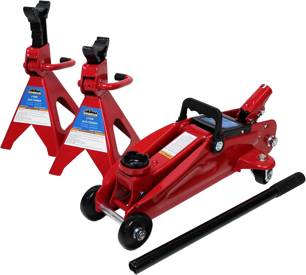 2 Ton Trolley Jack and Jack Stand Combo, Heavy Duty Steel, 4,000 LBS. Capacity Z84294