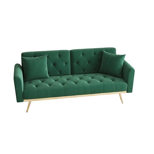 Green Velvet Convertible Sofa Bed H433