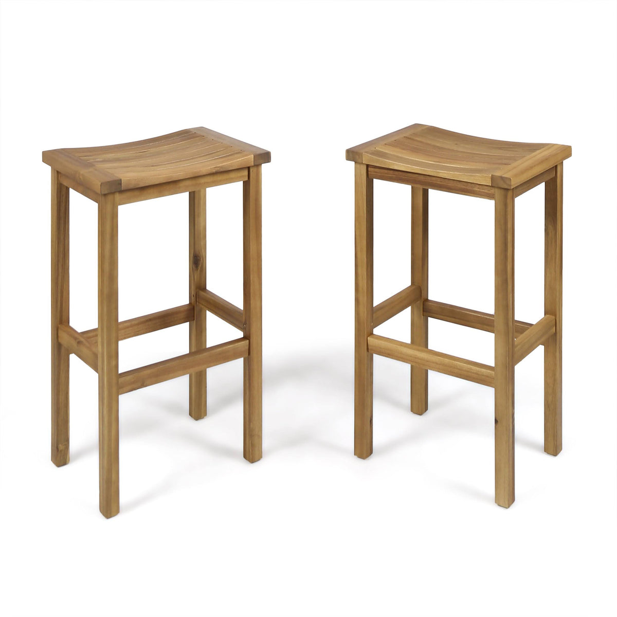 Natural Acacia Wood Barstools, Set of 2 E85643