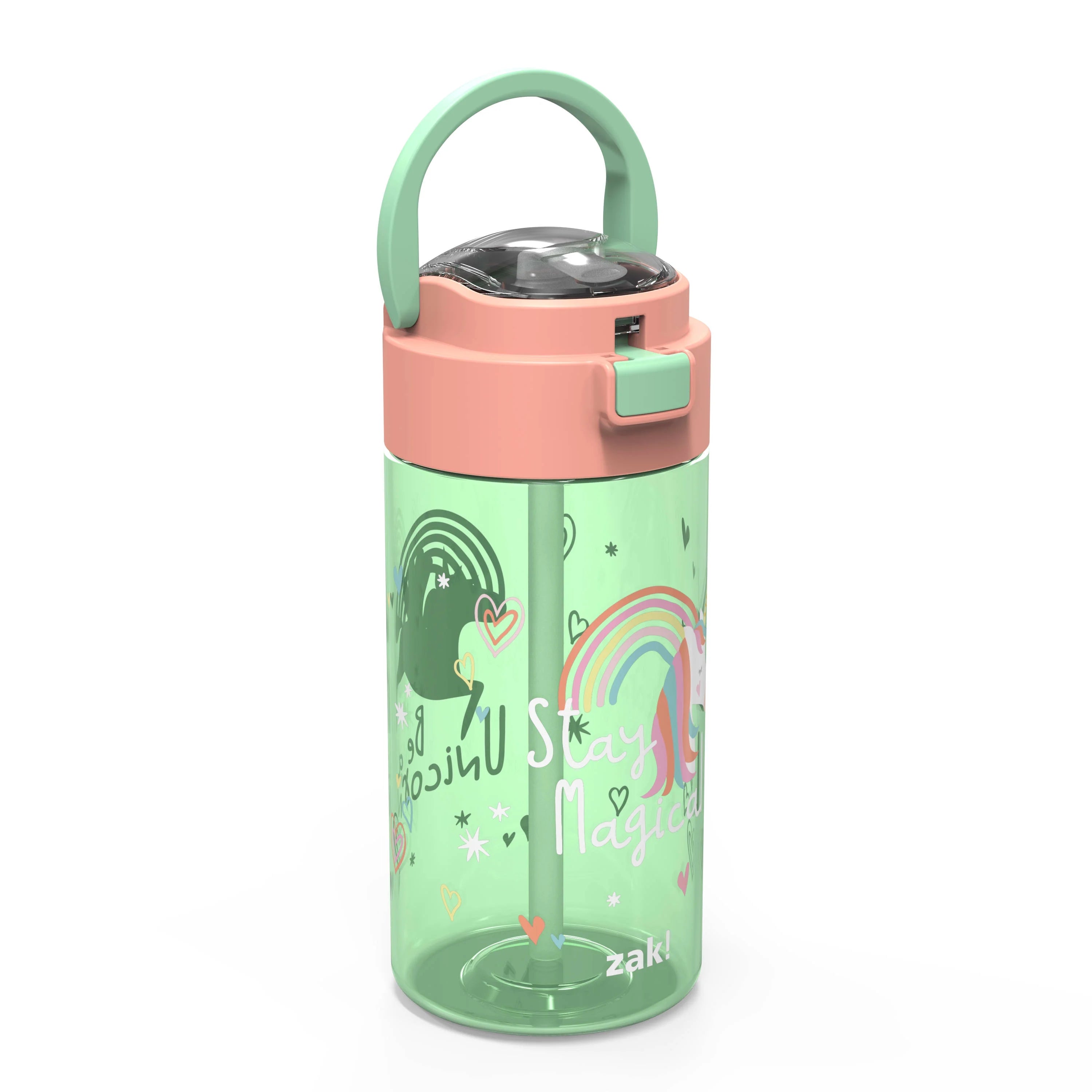 18 ounce Reusable Plastic Water Bottle with Push-button lid T63804