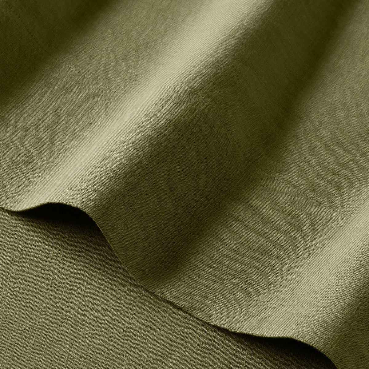 Moss Green California King 100% Washed Linen Solid Sheet Set Q89092