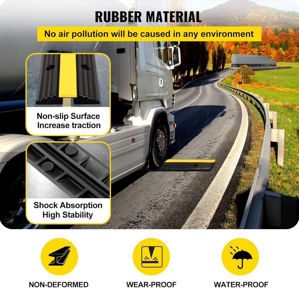 3 Packs 1 Channel Heavy-Duty Rubber Cable Protector Ramp W2574