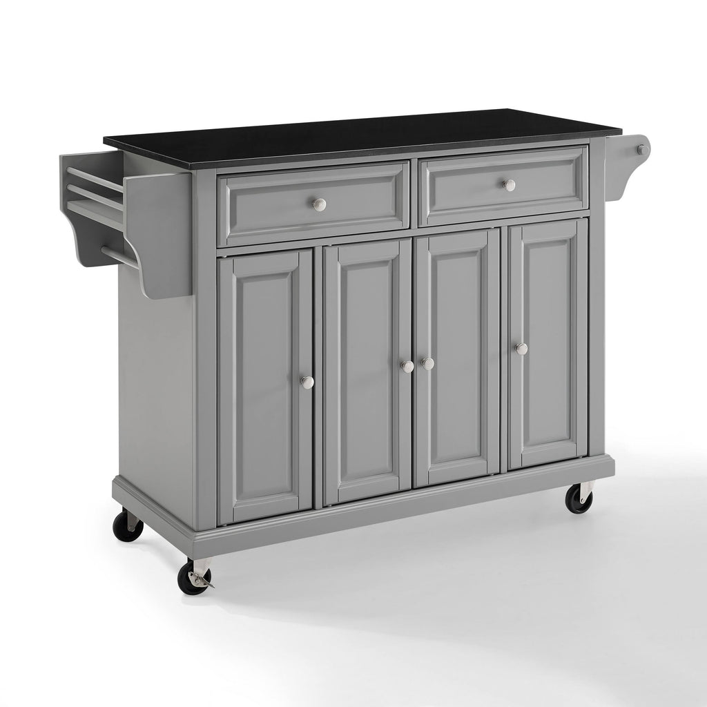 Solid Black Granite Top Kitchen Cart Island T70965