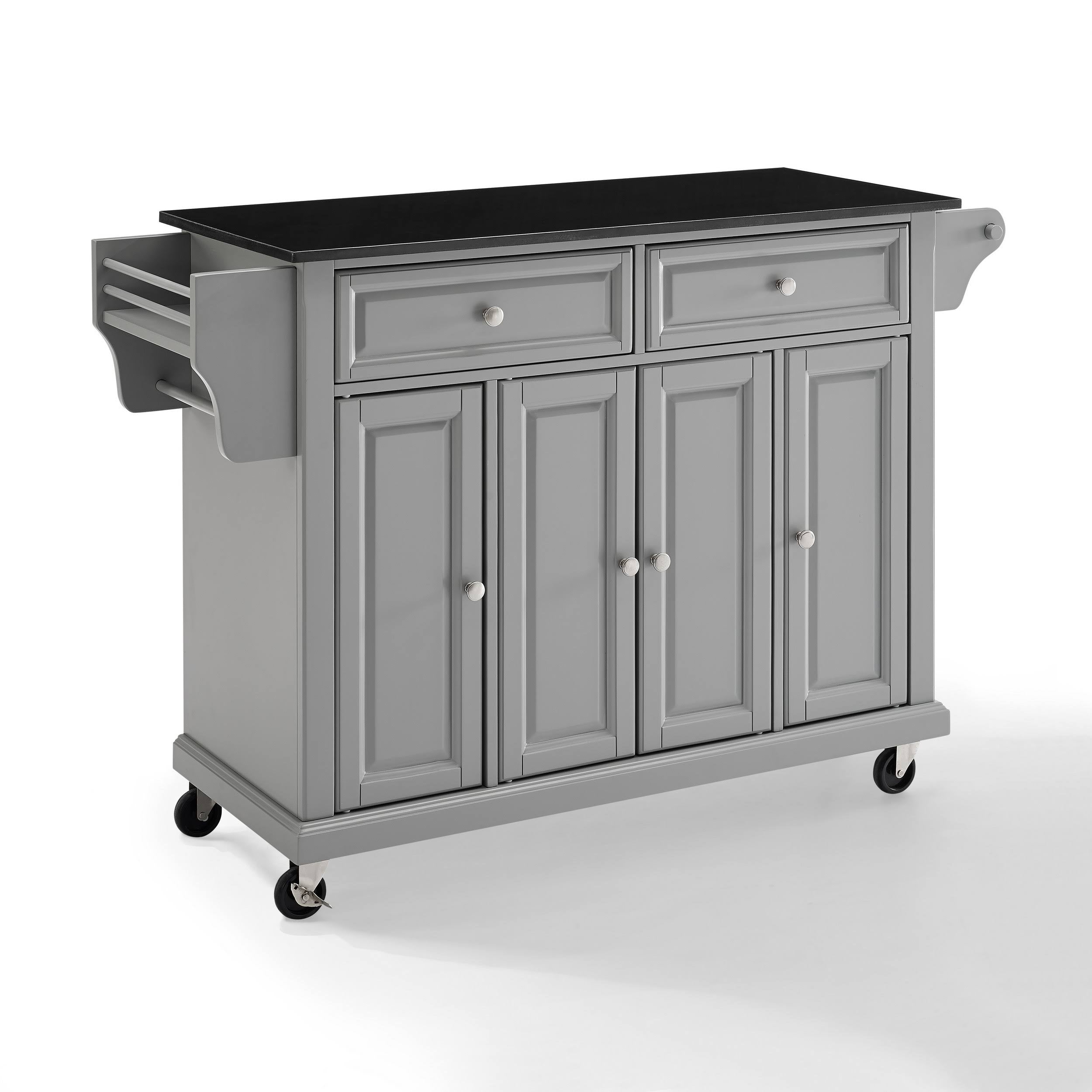 Solid Black Granite Top Kitchen Cart Island T70965