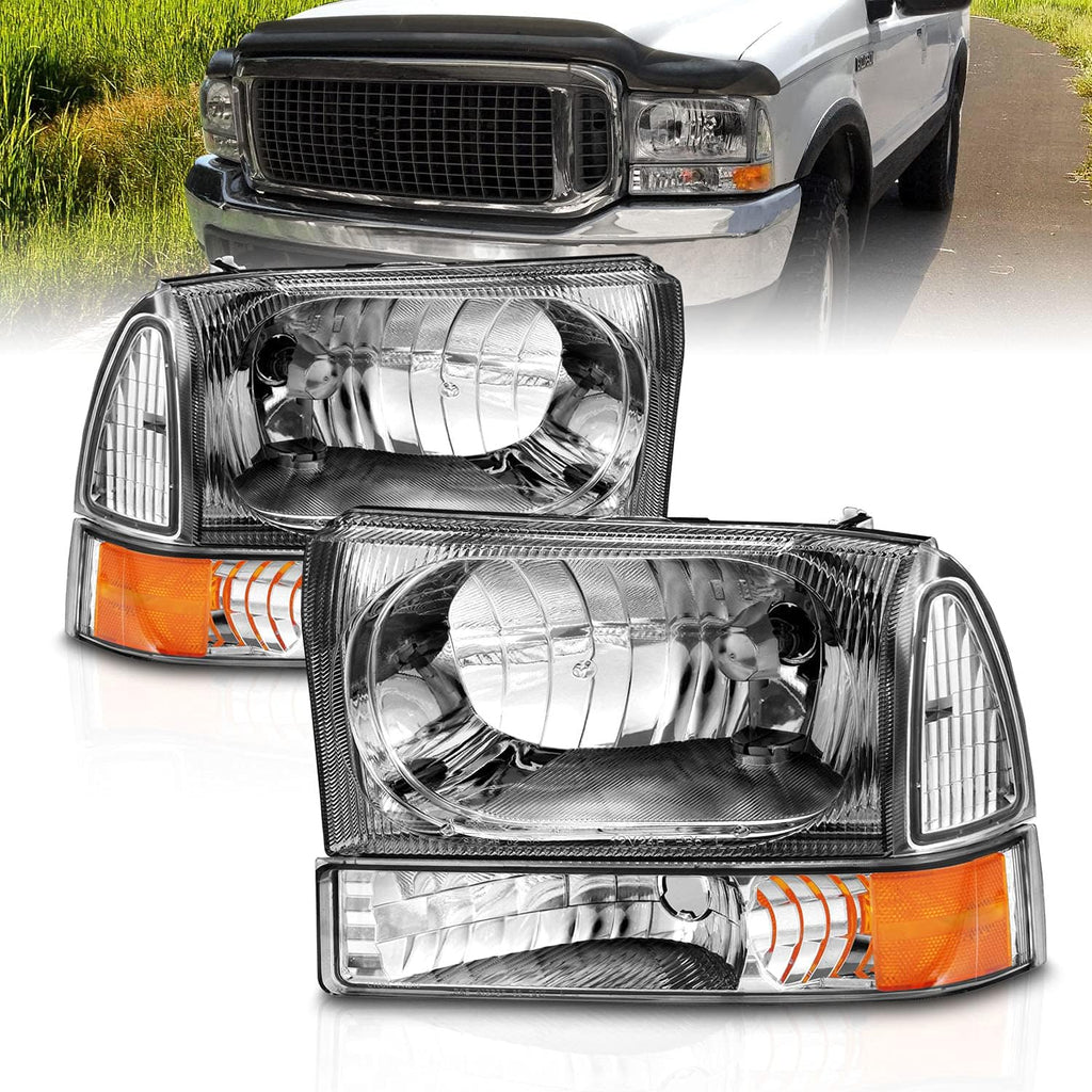 Smoke Amber Headlights with Corner Light for Ford Excursion Super Duty F250 F350 F450 G77218
