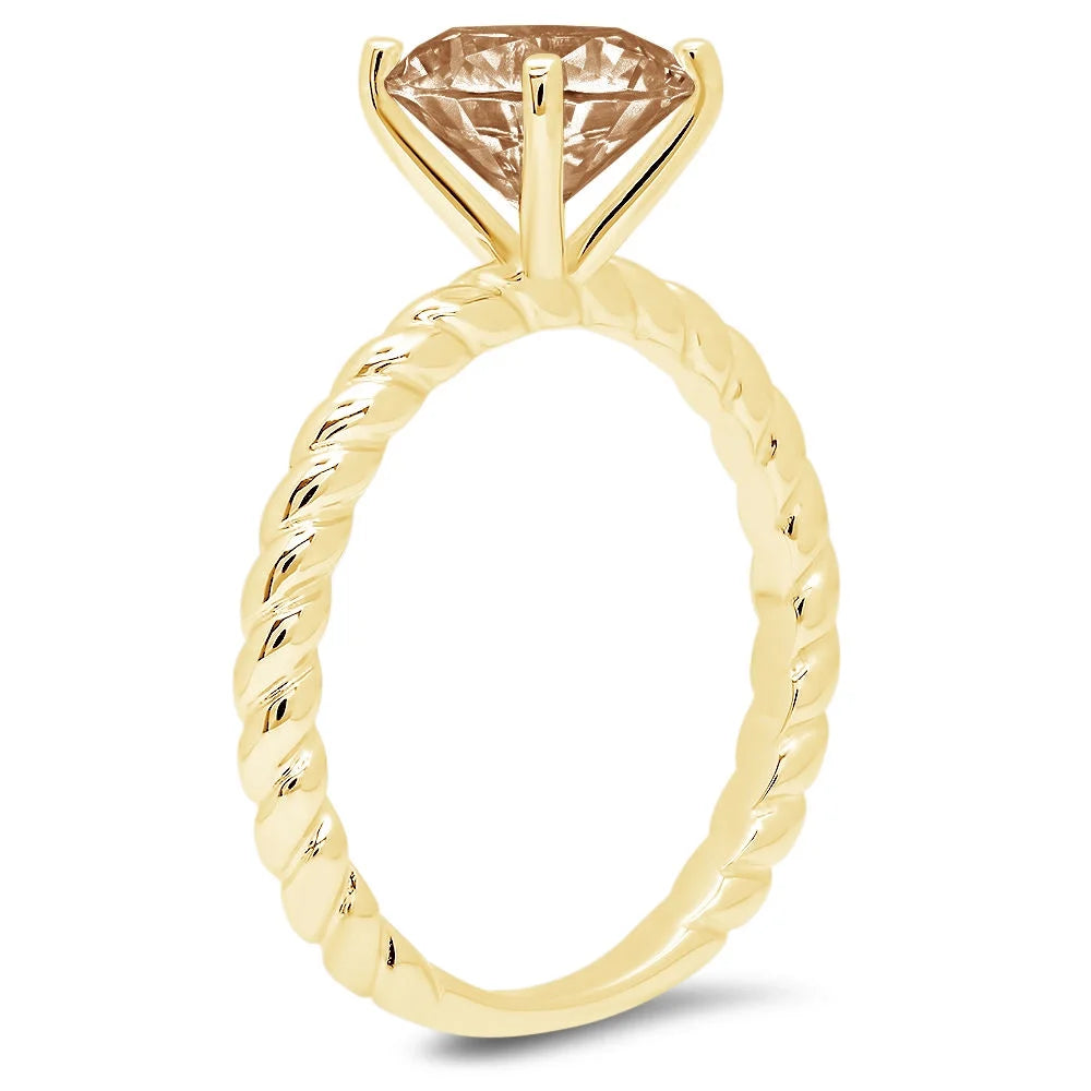 Champagne Simulated Diamond 18k Yellow Gold Ring W3257