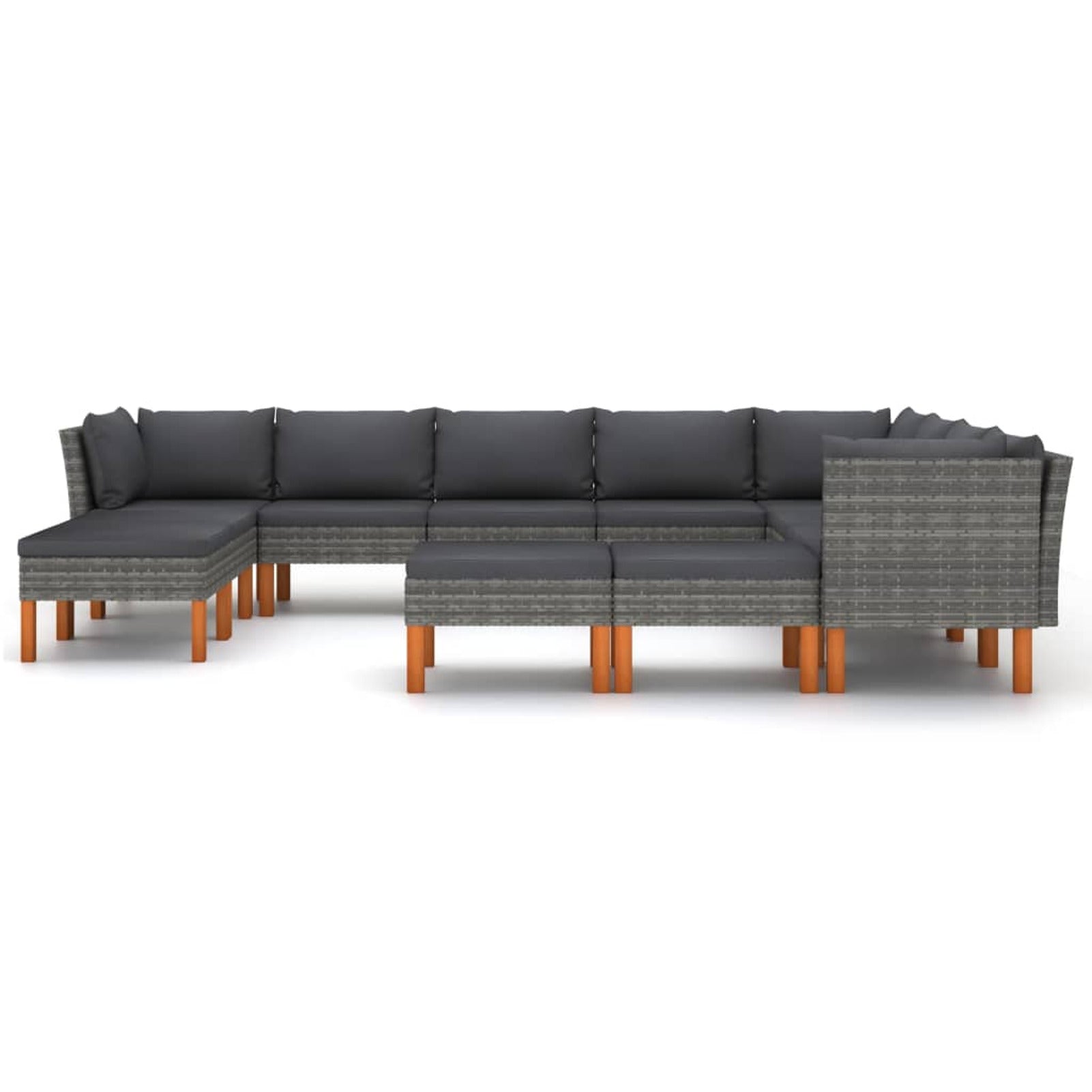 12 Piece Poly Rattan Garden Set with Cushions Gray V2398