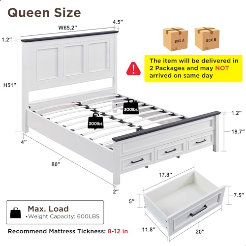 Full Size Bed Frame with Storage Drawers, Light Brown Z289