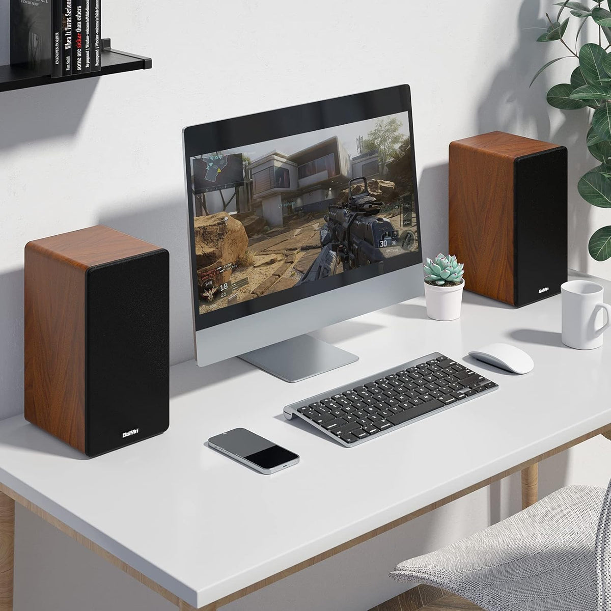 Bluetooth Bookshelf Speaker, Powered 2.0 Stereo 36W X 2 Active Studio Monitors B974920