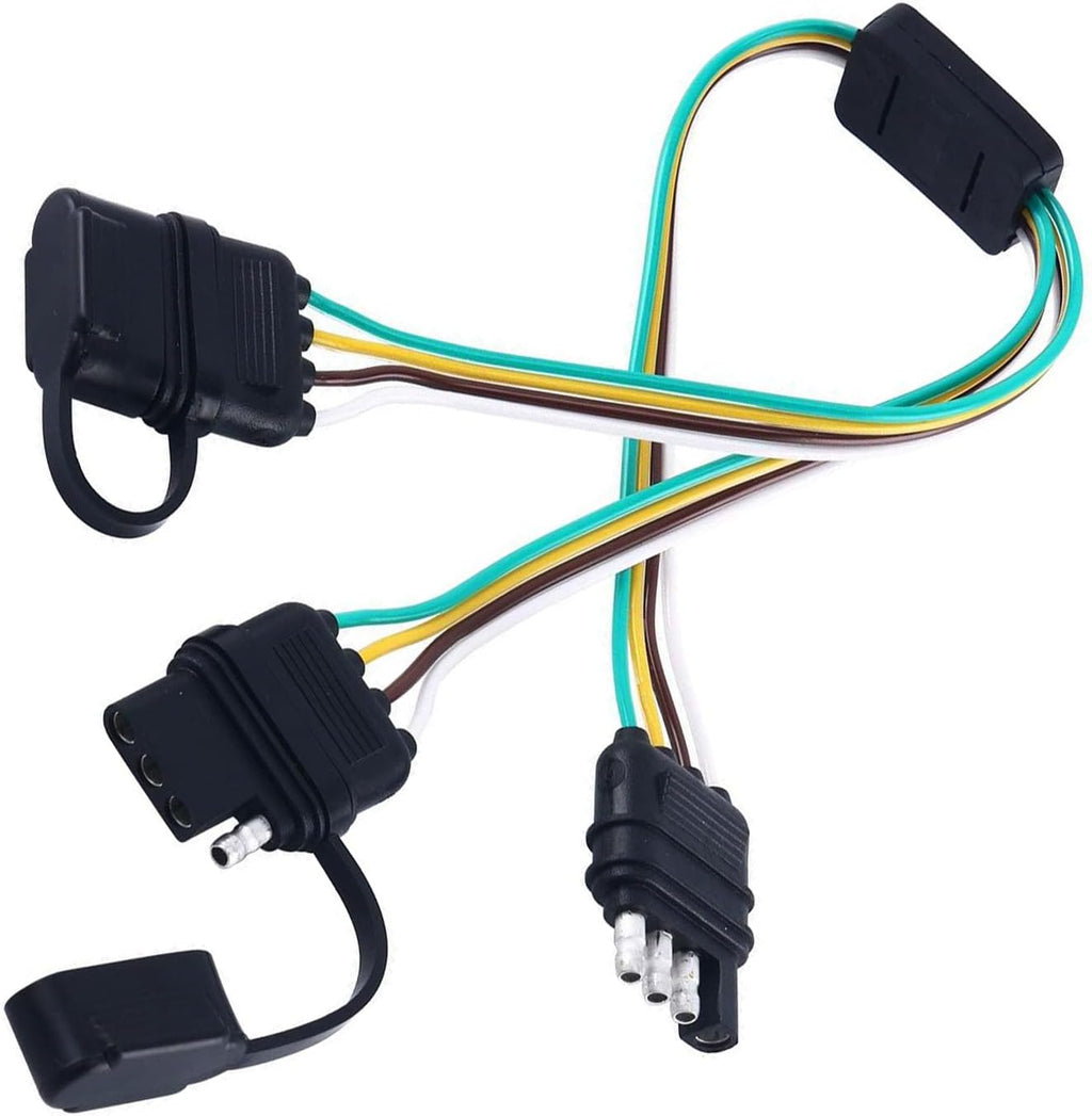 17.7" 4 Pin Flat Plug Y-Type Splitter Wiring Harness with Dust Cover Y415333