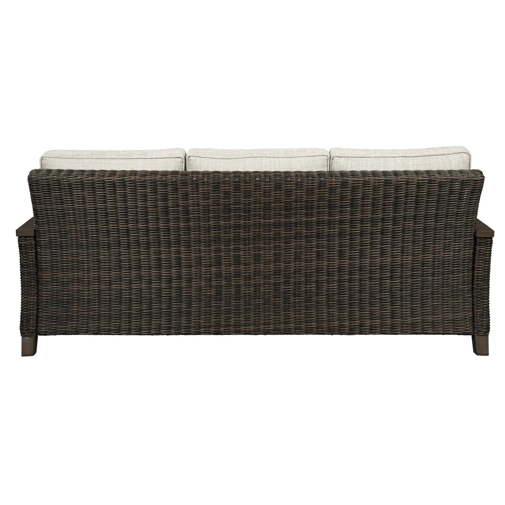 Brown and Gray 3 Seater Wicker Sofa with Cushioned Seat U125064