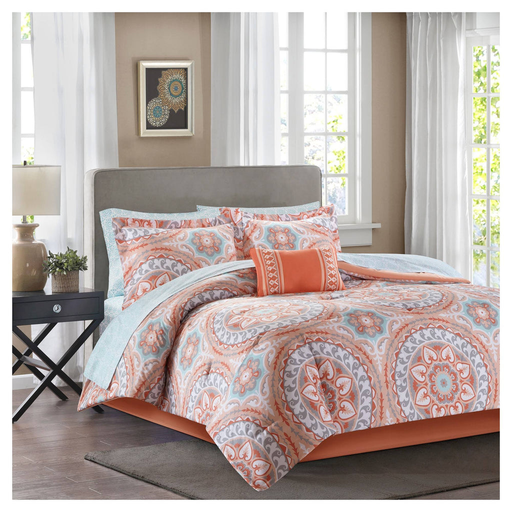 Coral Cal King Comforter Set N766