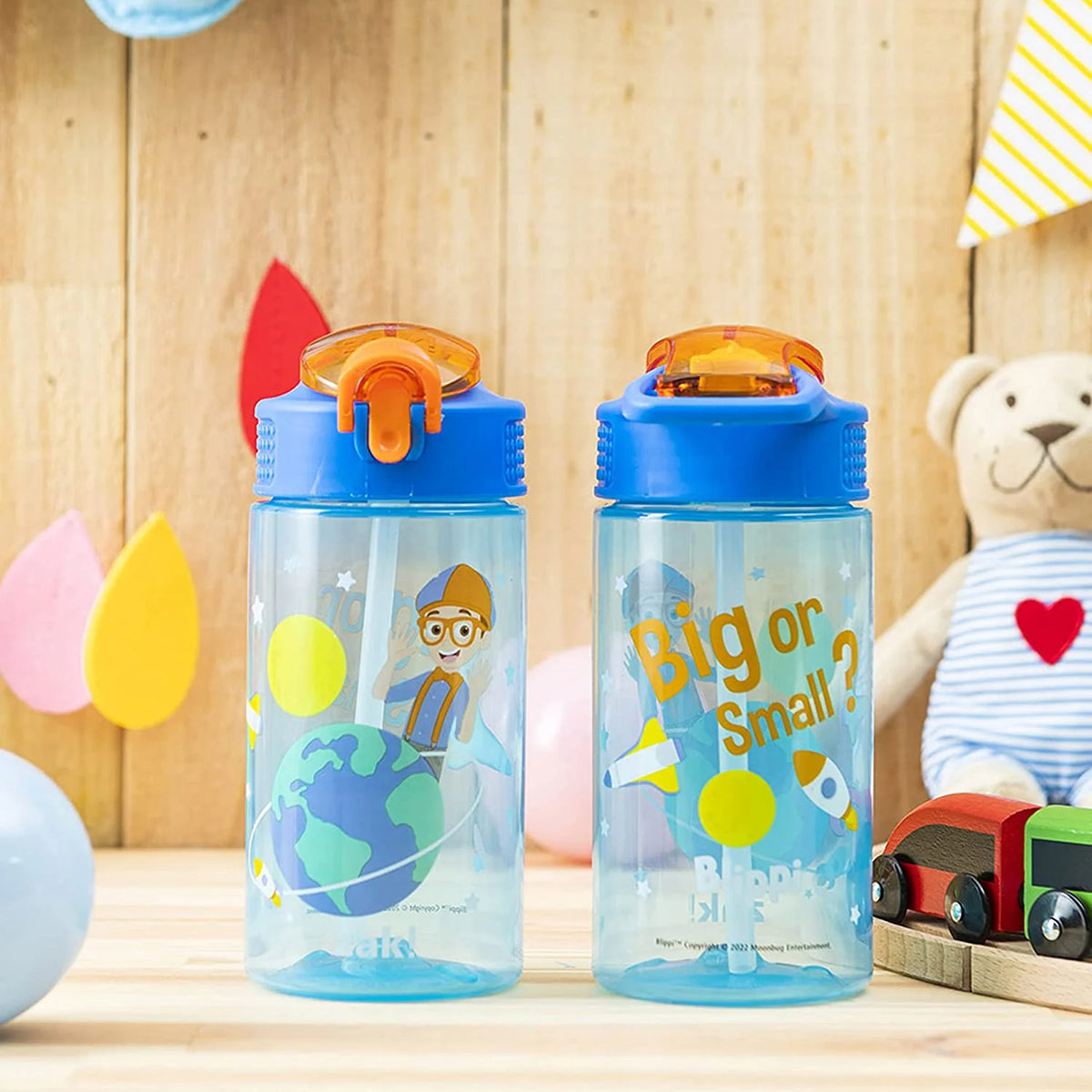 16 oz Pack of 2 Kids Water Bottle with Spout Cover and Carrying Loop B497485
