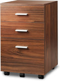 Walnut 3 Drawer Wood Mobile File Cabinet H8911