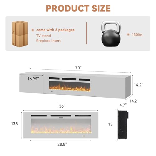 Black TV Stand with 36" Electric Fireplace Q82595