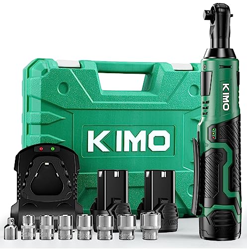 Cordless Electric Ratchet Wrench Set, 40 Ft-lbs, 400 RPM, 3/8", 7 Sockets, 2-Pack 2000mAh Lithium-Ion Batteries A408