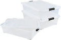 3 Packs Large Clear 50 L Plastic Under Bed Storage Container Bins with Wheels G8786