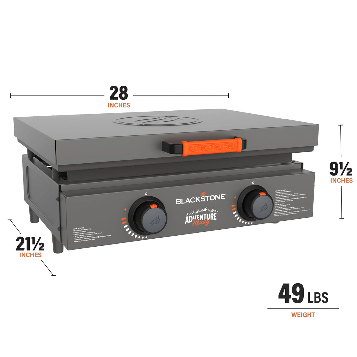 Black 2-Burner 22 Propane Griddle with Hard Cover Y411