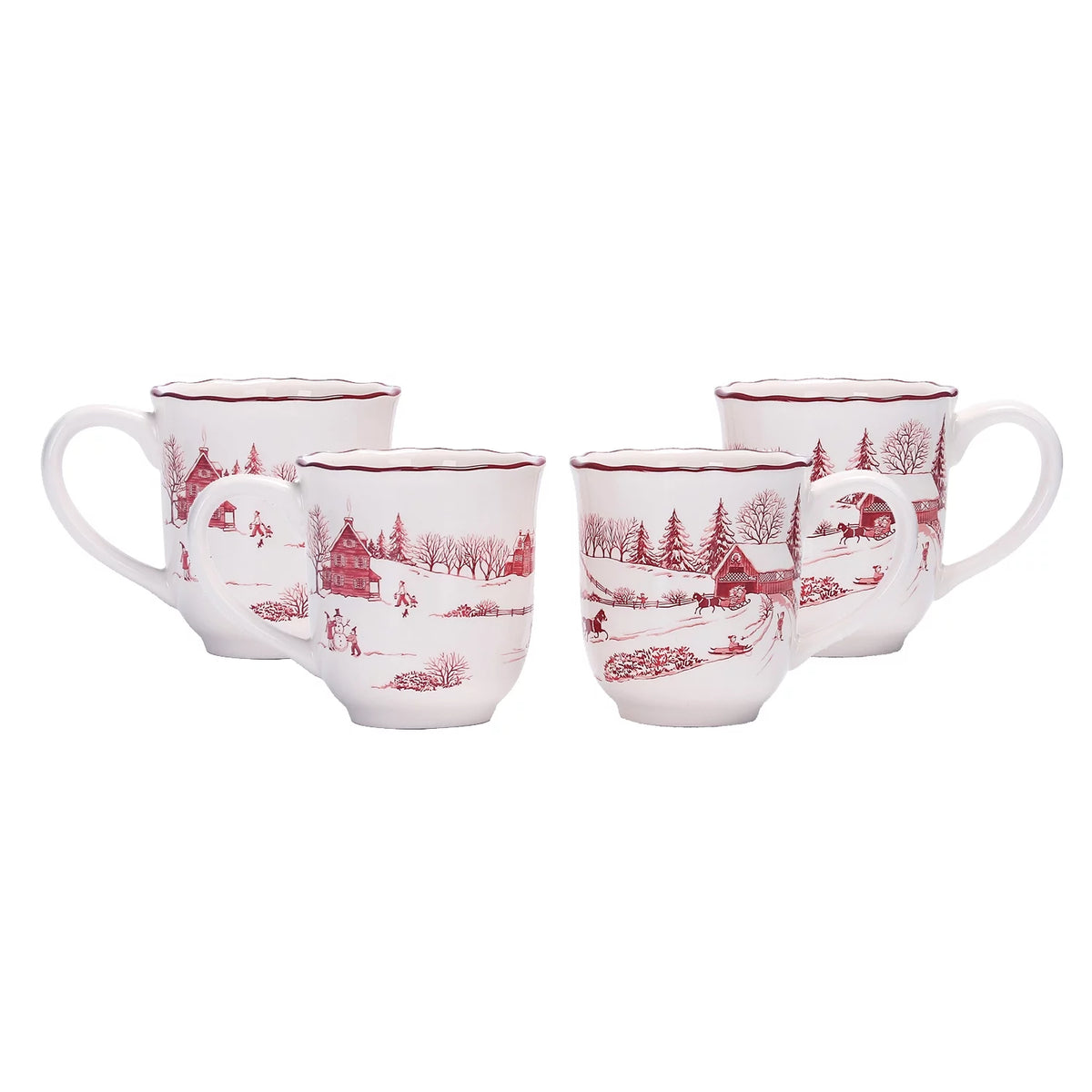 Toile De Jouy Ceramic 16oz Mugs, Set of 4 X826445