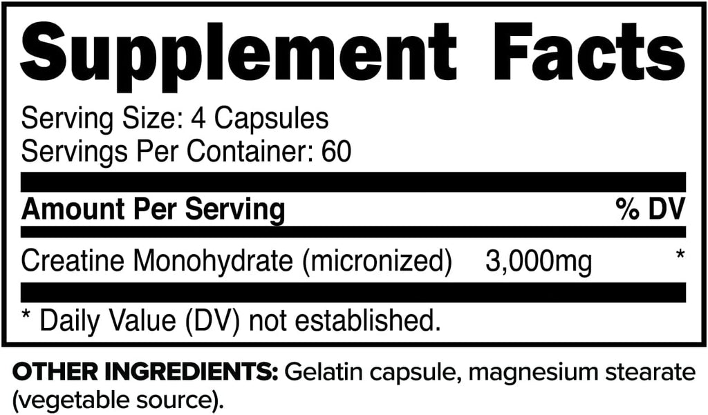 Creatine Monohydrate Capsules, 240 Capsules B91283