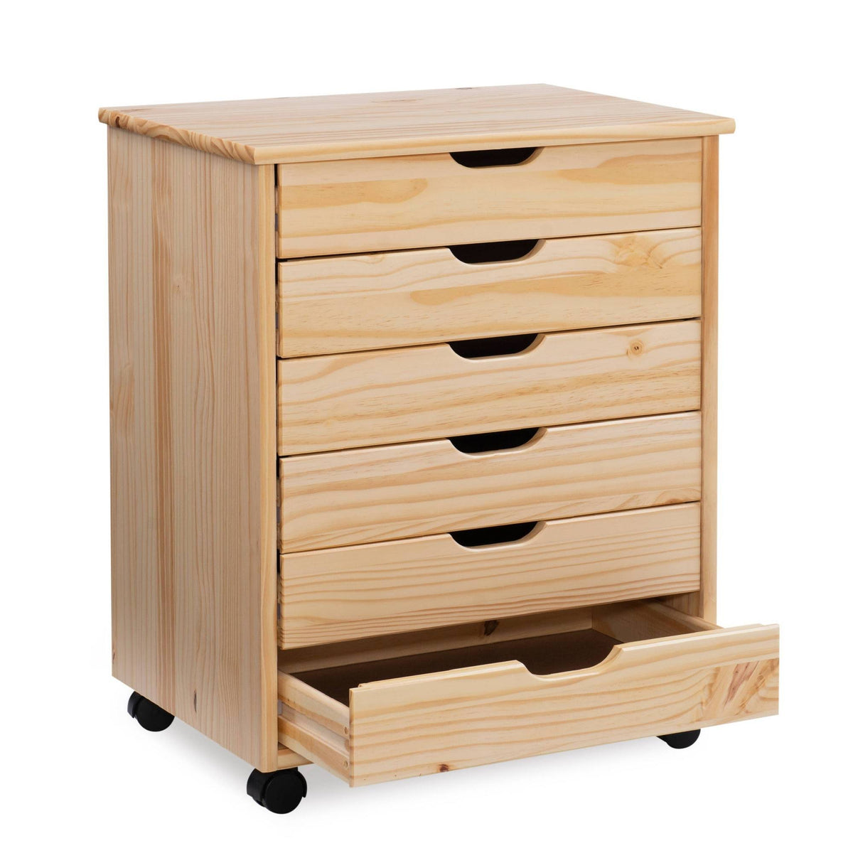 Natural Linon Six Drawer Wide Roll Cart E746