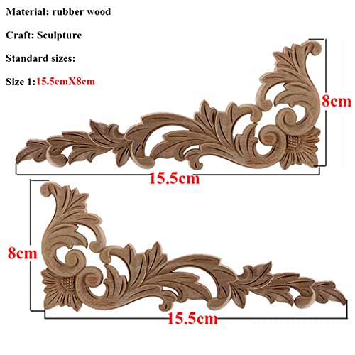 Natural Floral Wood Carved Wooden Figurines Corner Appliques Frame Wall Door Furniture Wood Carving Decorative 10cmX55cm I137088
