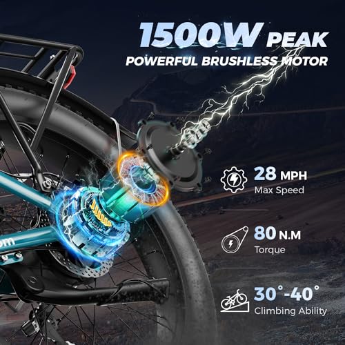 26'' x 4.0'' Fat Tire Electric Mountain Bike with 480Wh Battery 7 Speed T761