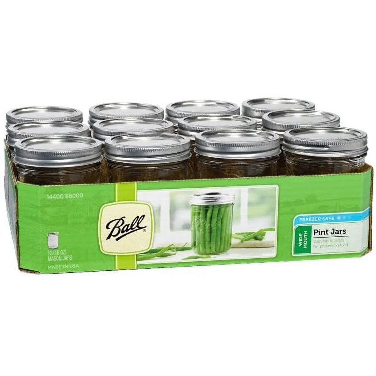12-Count 16-Ounce Glass Mason Jar with Lids and Bands T562
