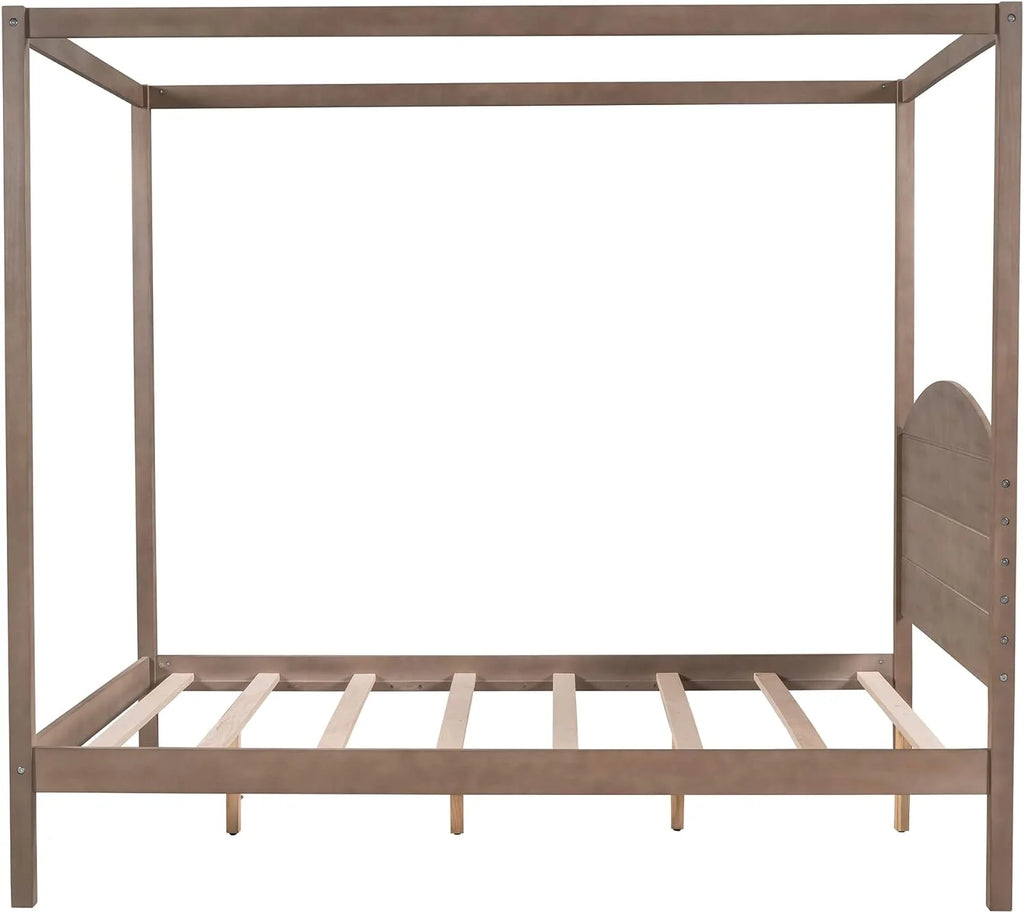 Full Size Solid Wood Canopy Bed Frame V656