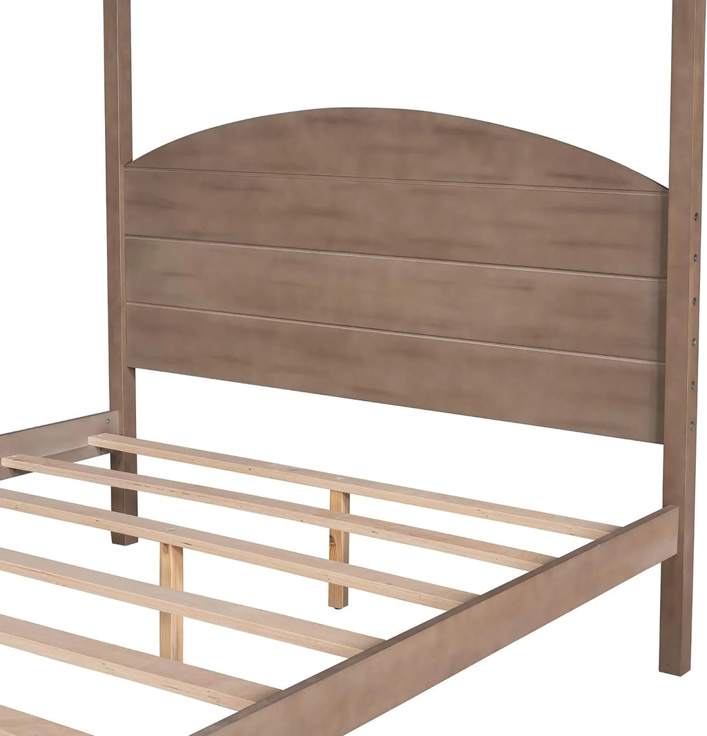 Full Size Solid Wood Canopy Bed Frame V656