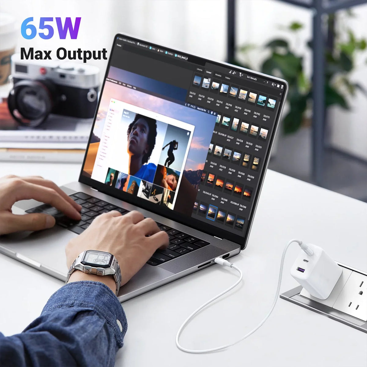 2-Pack 65W White USB C Wall Charger with 3 Ports J64831