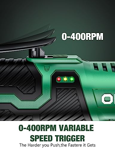 Cordless Electric Ratchet Wrench Set, 40 Ft-lbs, 400 RPM, 3/8", 7 Sockets, 2-Pack 2000mAh Lithium-Ion Batteries A408