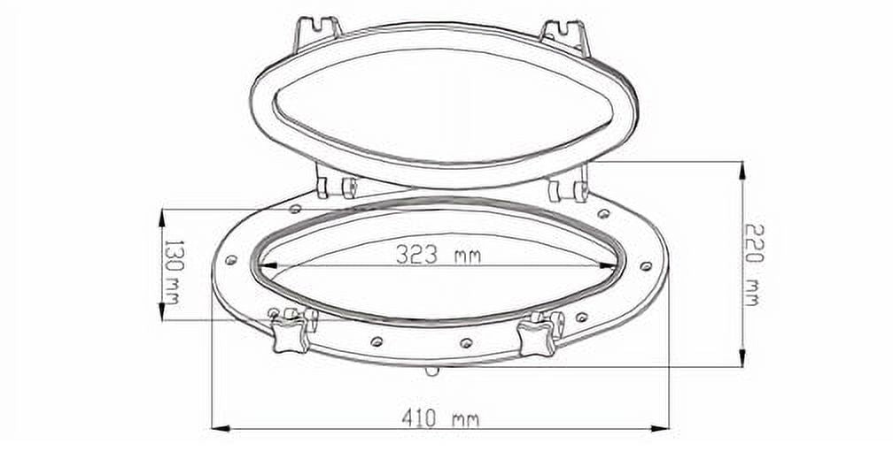 Oval-Shape Porthole with Glass Window & White ABS Plastic Trim J2997