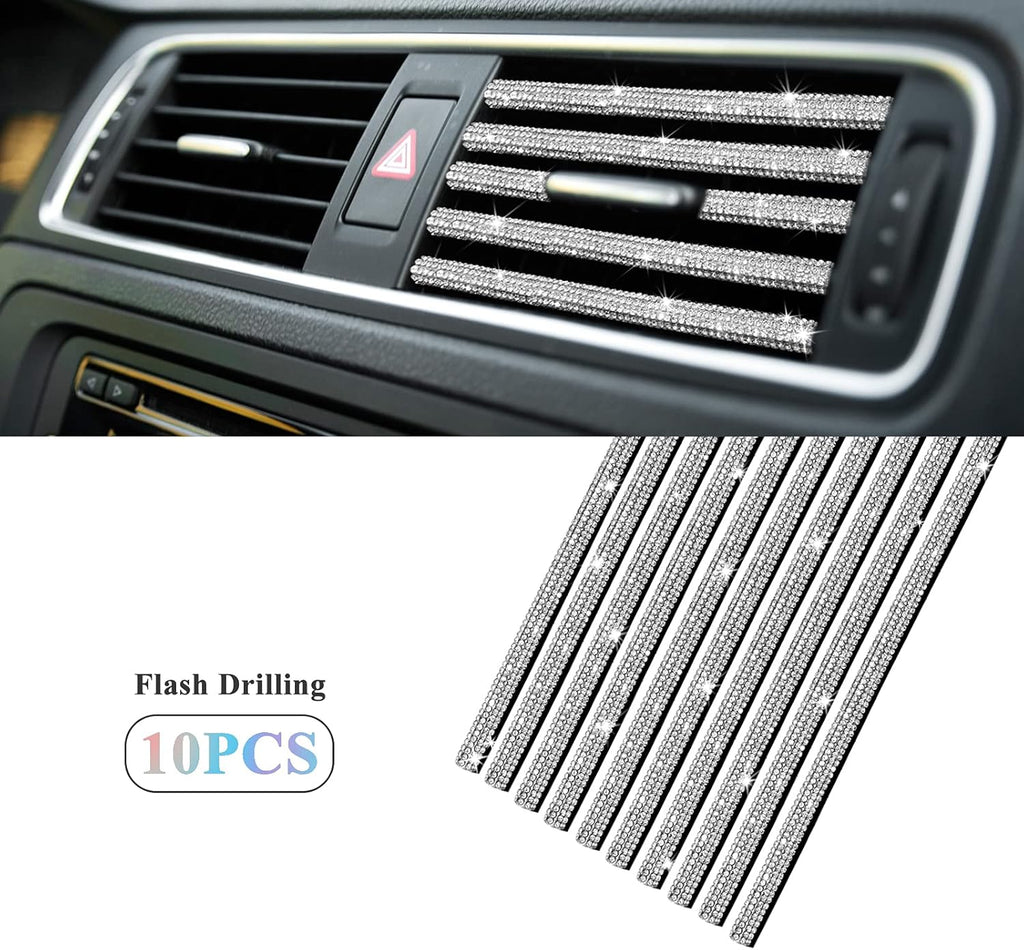 10 Pieces Bling Car Vent Outlet Trim Decoration Strip C459481