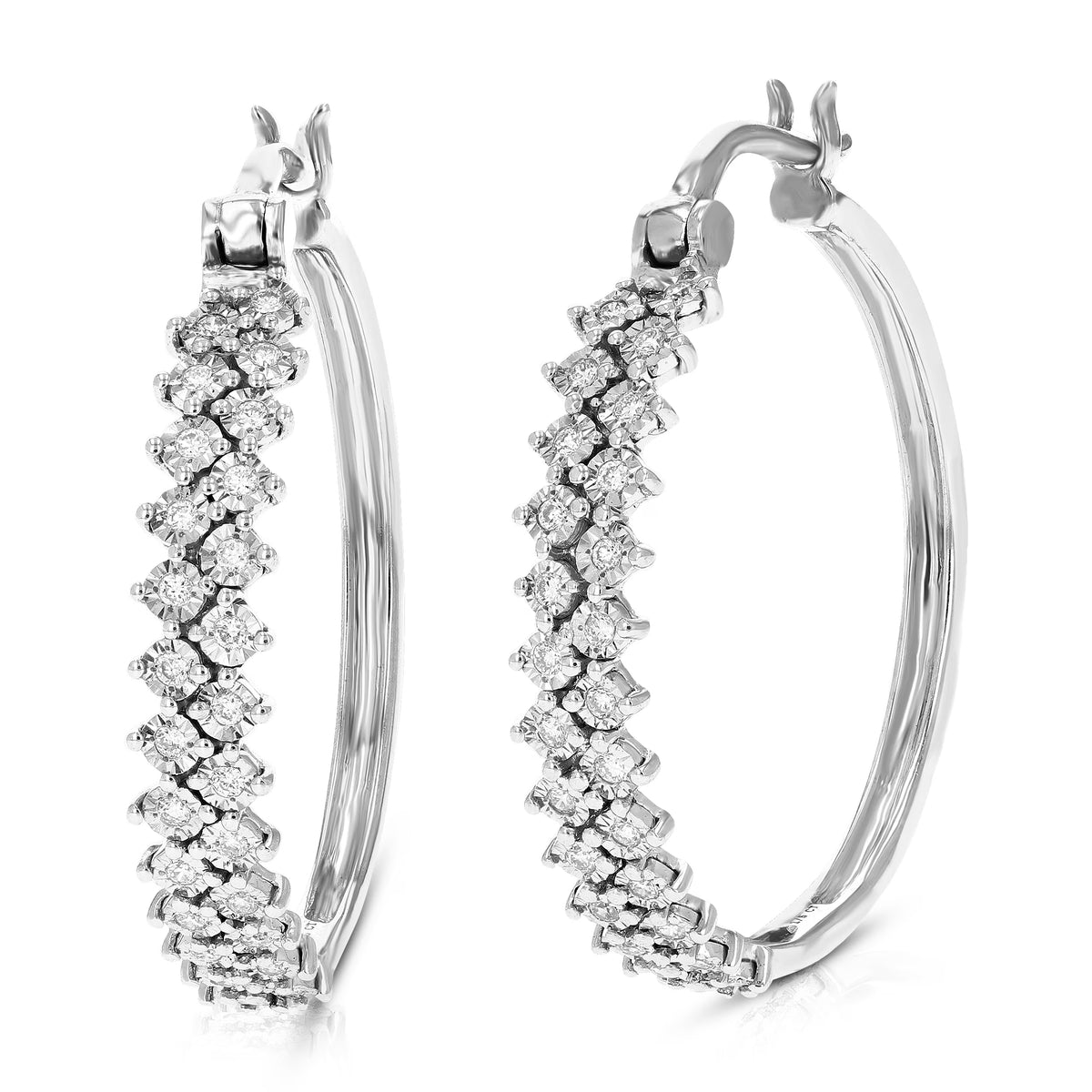 1/5 CTTW Lab Grown Diamond Hoop Earrings 925 Sterling Silver Q235882