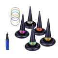 11 Pack Halloween Inflatable Witch Hat Ring Toss Game Set with Plastic Ring Toss and Inflatable Witch Hats F396445