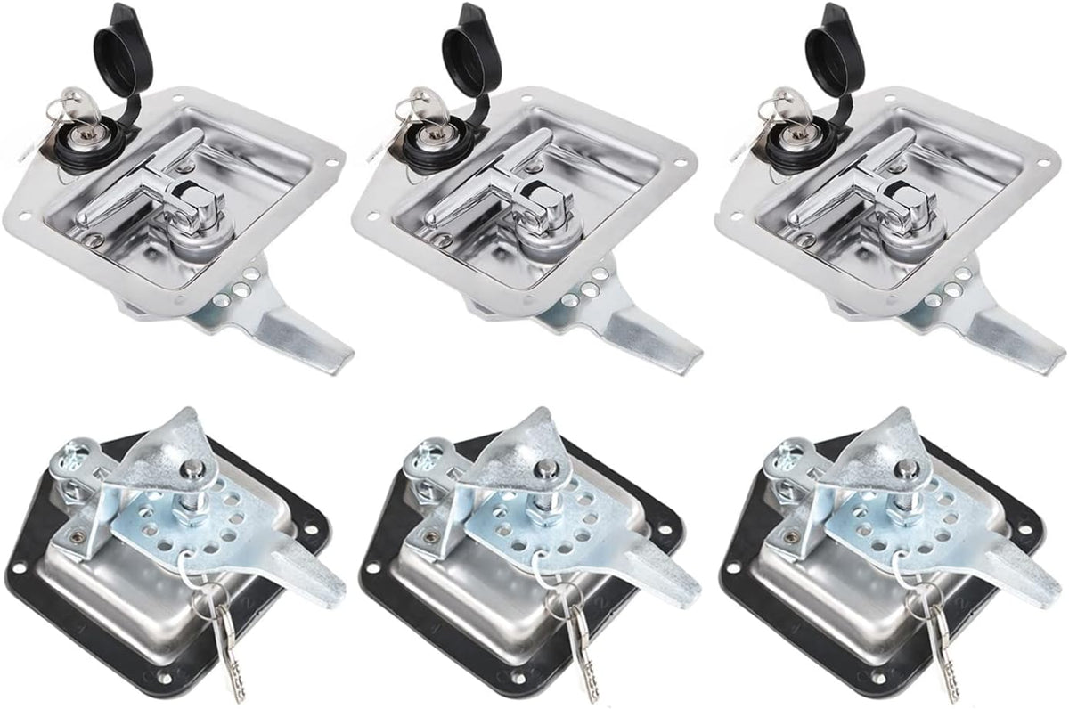 6 Pack Stainless Steel T-Handle Lock RV Door Latch Replacement with Keys W869288