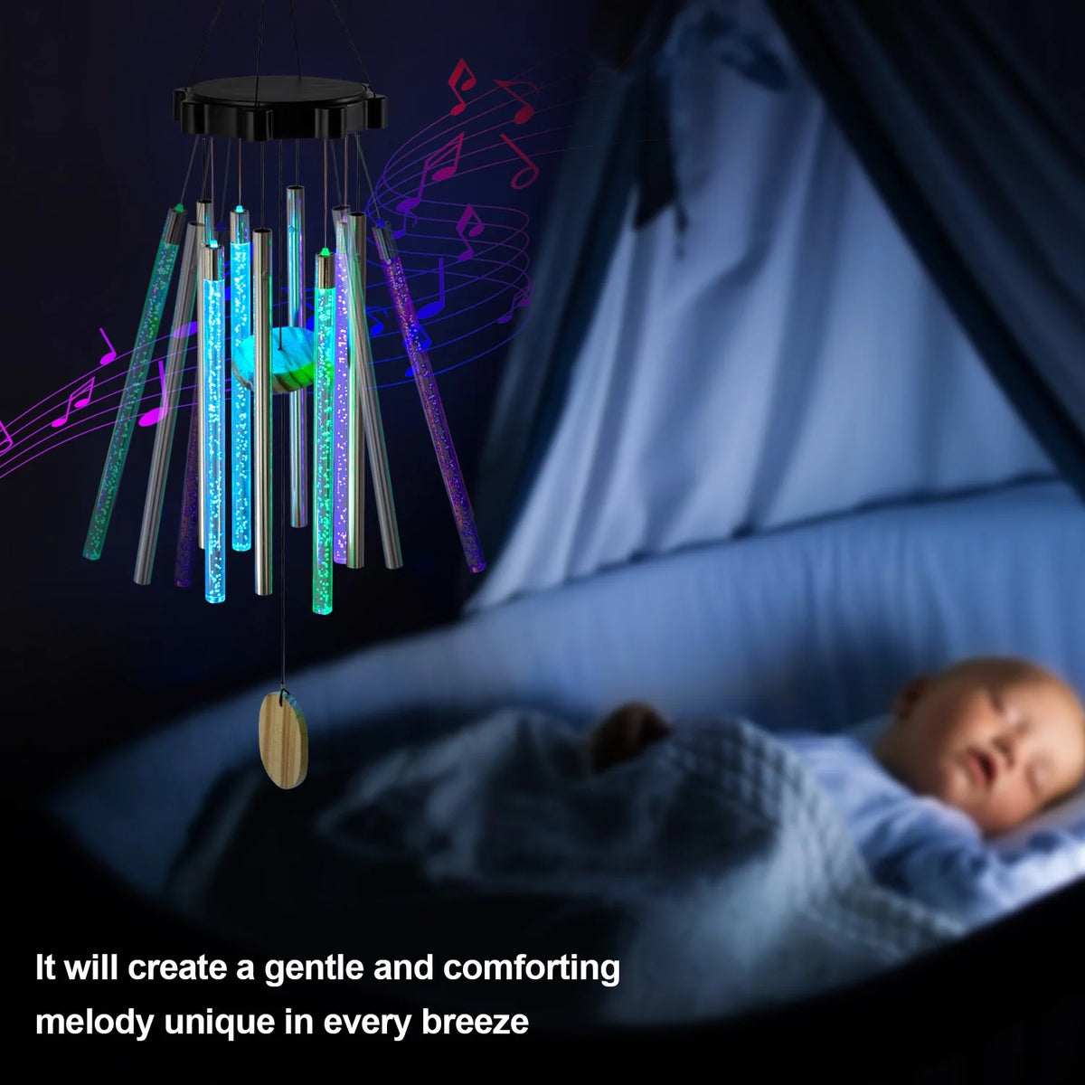 Solar Powered LED Wind Chimes with 8 Tubes C768146