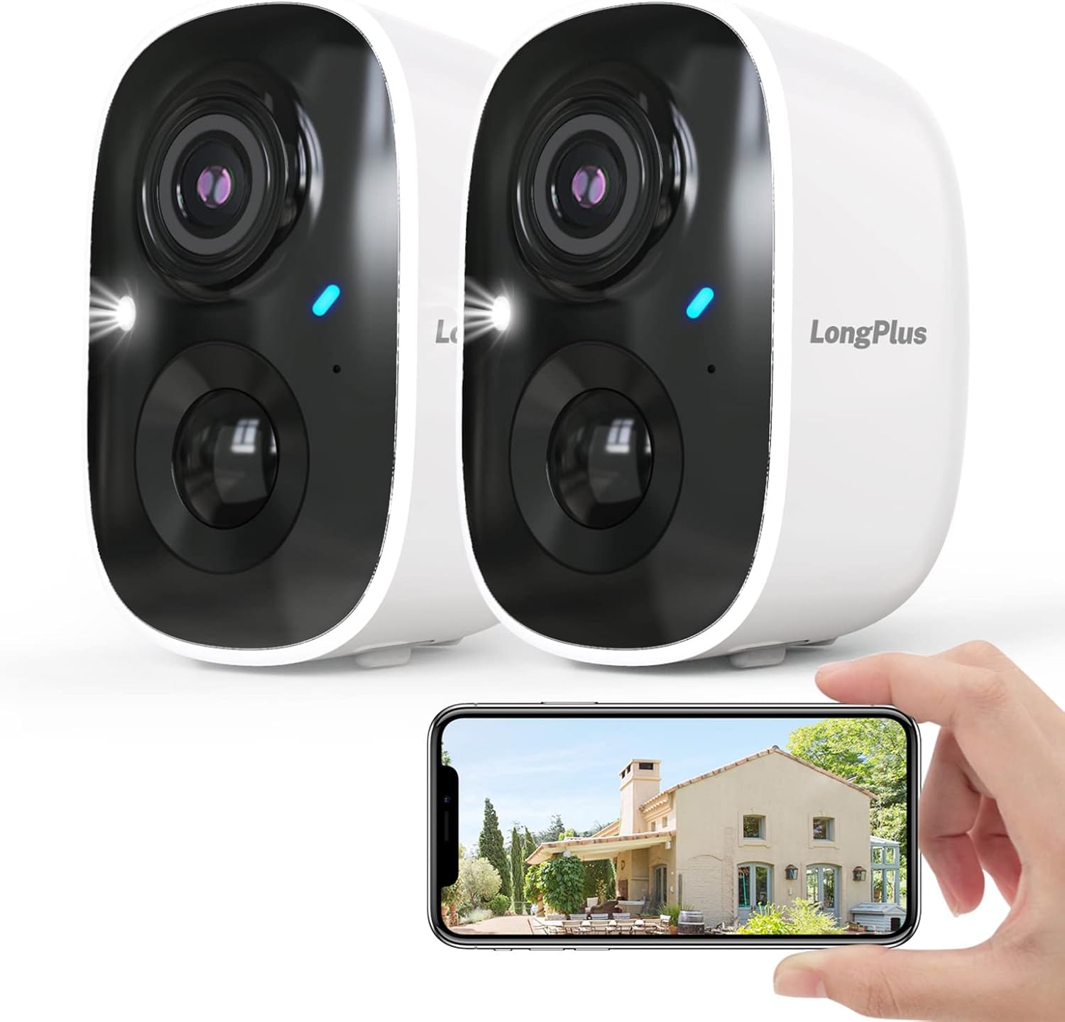 Wireless Outdoor Security Camera (White (2Pcs)) I249