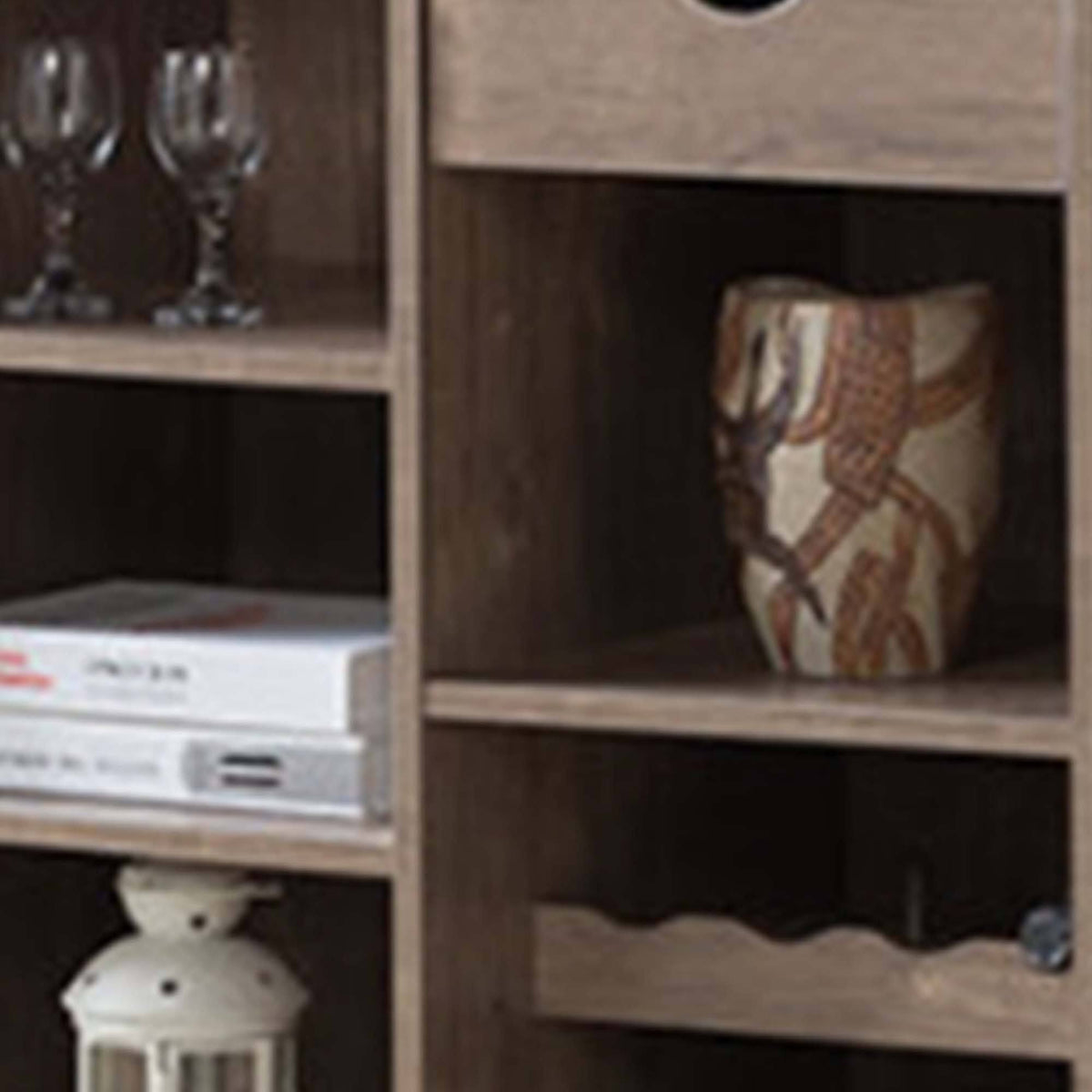 Brown Wooden Wine Cabinet with Drop Down Leaf J522